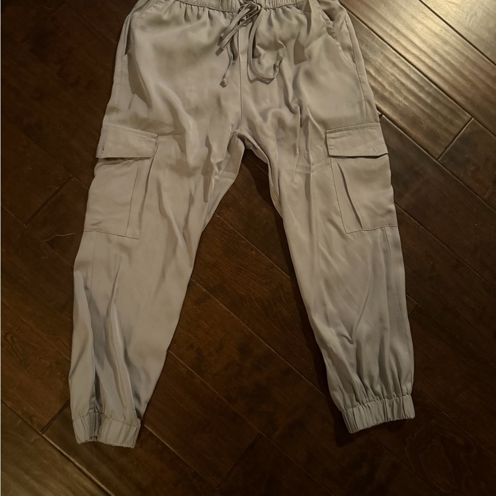 Mahina Light Gray Ankle Cargo Pants